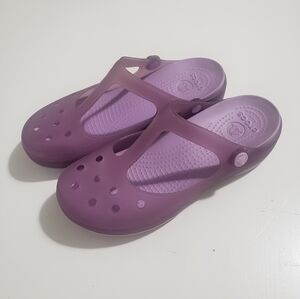Purple Mary Jane Garden Clogs Size 8 Crocs